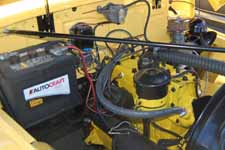 Restored engine compartment and flat-head 4 cylinder engine in a 1948 Willys Overland Jeepster