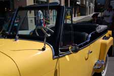 Detailed shot of the chrome molding along the sides of a 1949 Willys Overland Jeepster Sports Phaeton