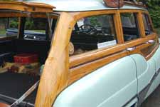 Detail photo of original white ash wood body on a 1951 Buick Super Estate Wagon