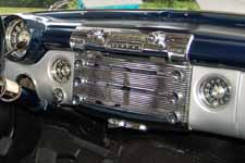 Beautiful dash with original AM radio and loads of chrome trim on a 1951 Buick Super Estate Wagon