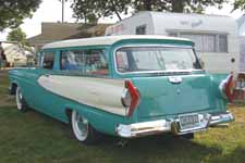 Beautiful chrome-tipped fins and dramatic side sculpting on a rare 1958 Edsel Roundup Station Wagon