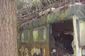 Rotting but oroginal passenger bus found in vintage car junkyard